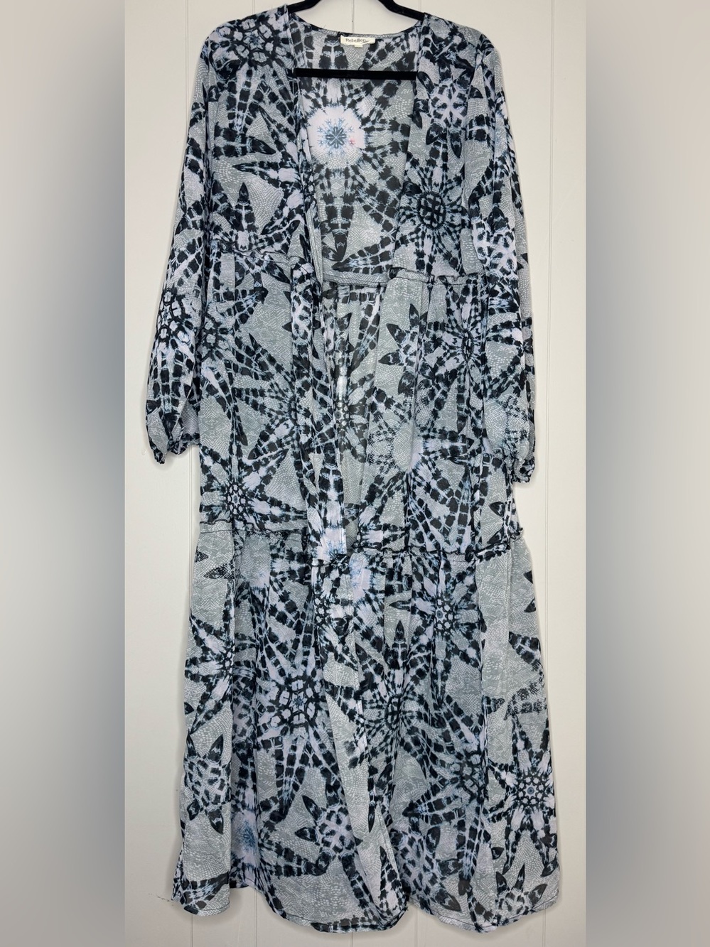 Rebellion Sheer Maxi Kimono Robe Womens Large